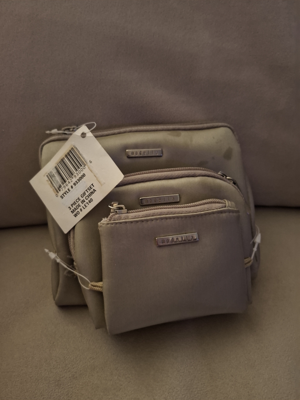 Taup Set Of 3 Pouch Set -